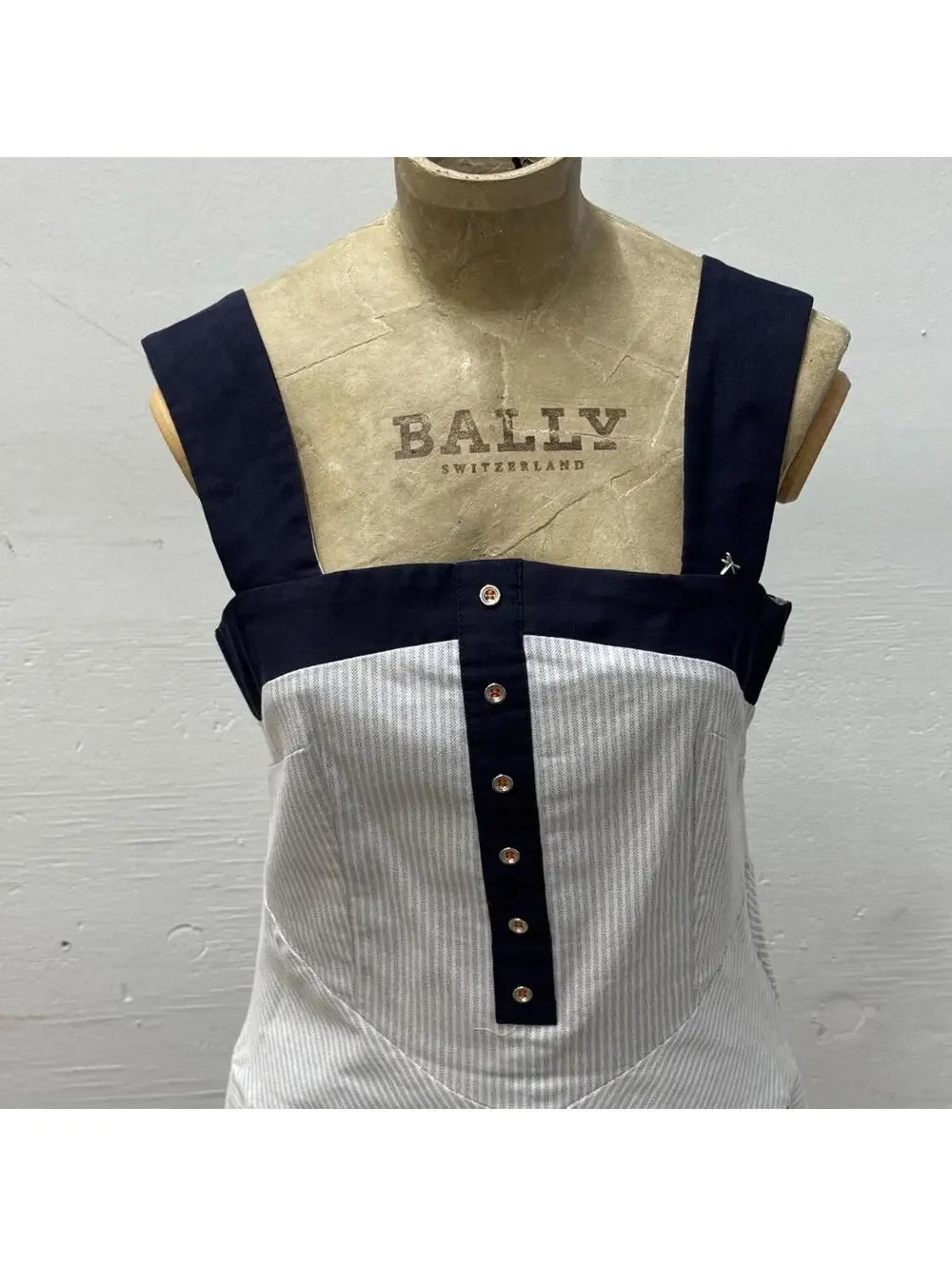 Vintage La Mode Est À Vous Avant-Garde Pinstripe Bubble Mini Dress - Picture 2 of 8